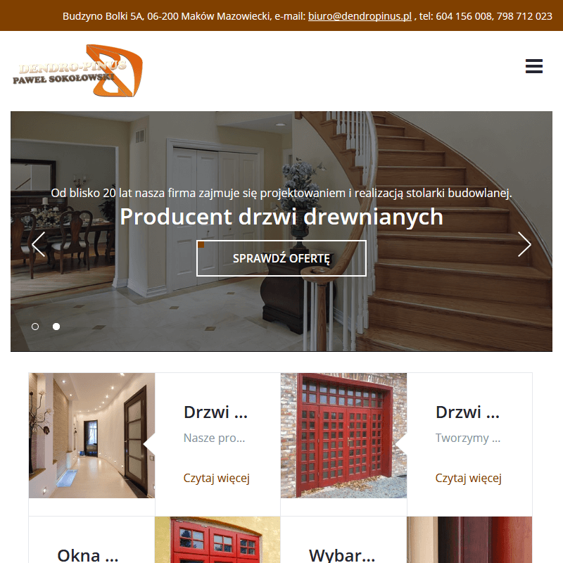 Drzwi zewnętrzne drewniane producent w Ostrołęce